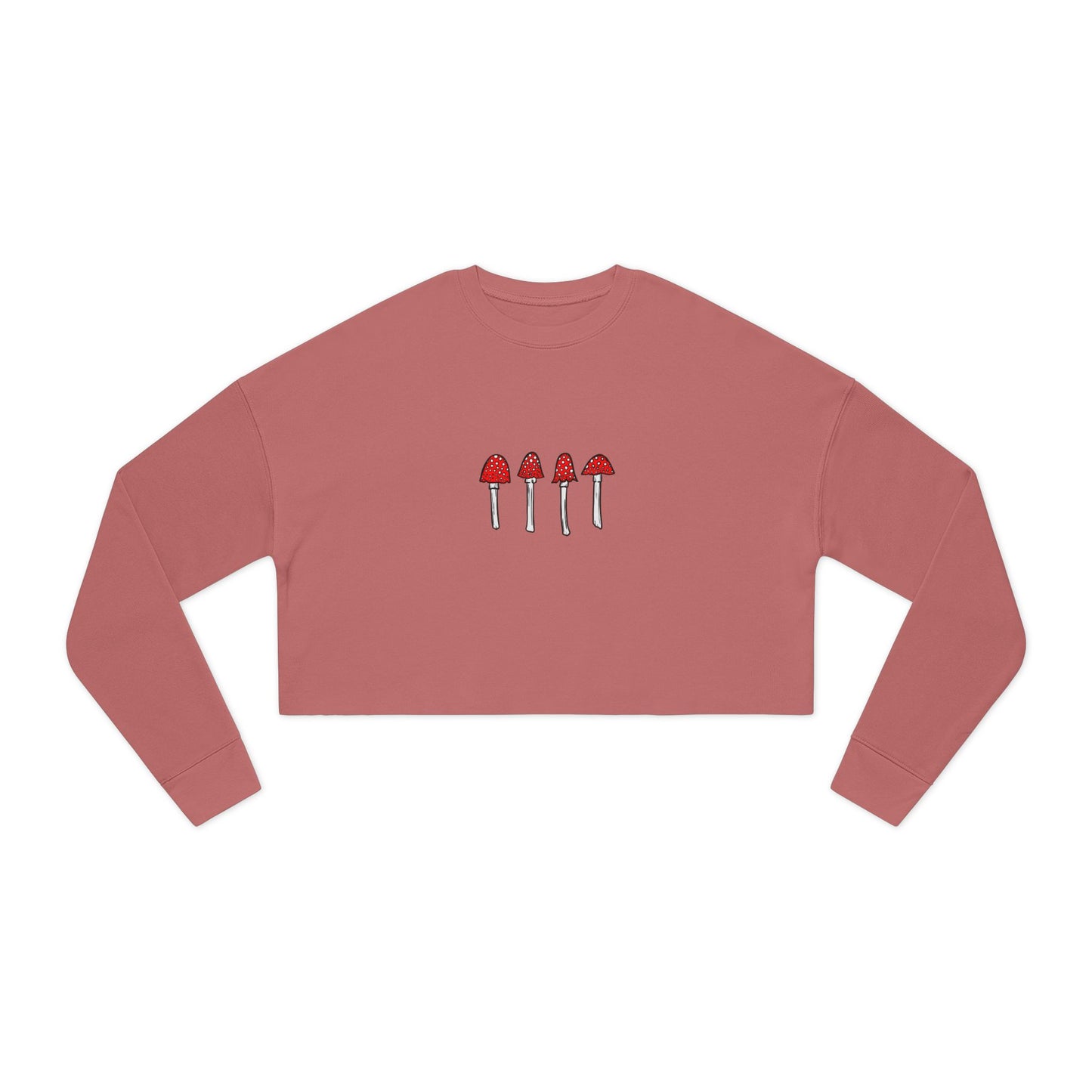 Red Mushroom Crop Top Sweatshirt
