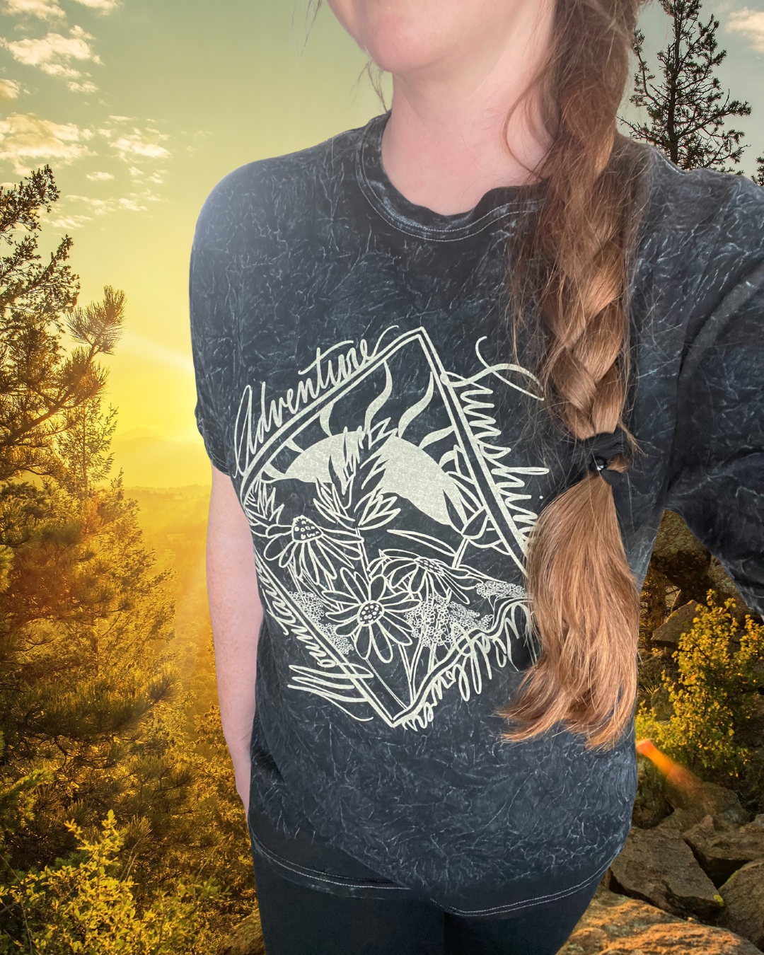Sunshine Nature Tee – Western Wildflower Graphic Shirt with Indian Paintbrush & Utah Mountains