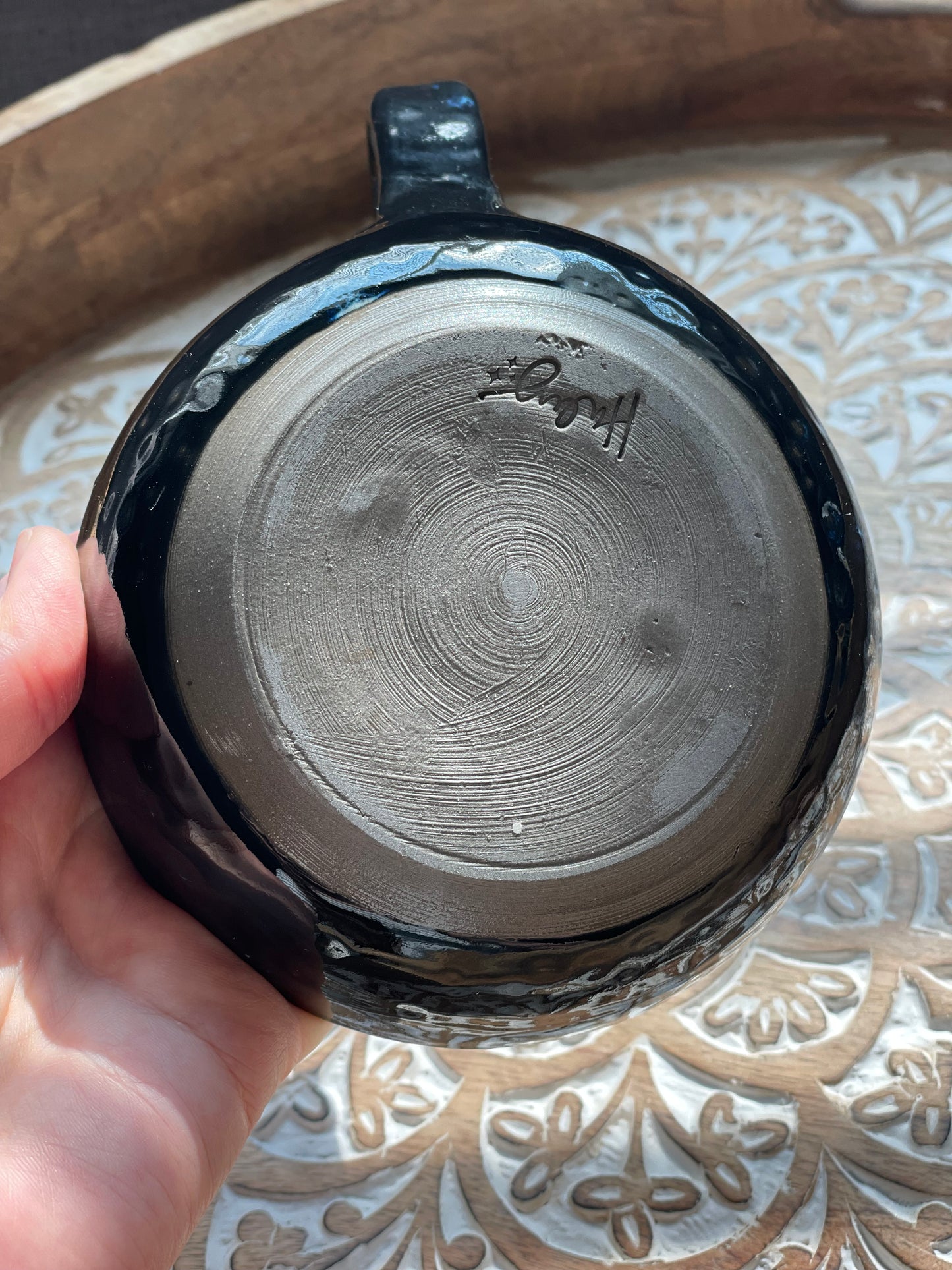 Handcrafted Obsidian Black Pottery Candlestick Holder - Ceramic Home Decor - Holder only, no candlesticks included
