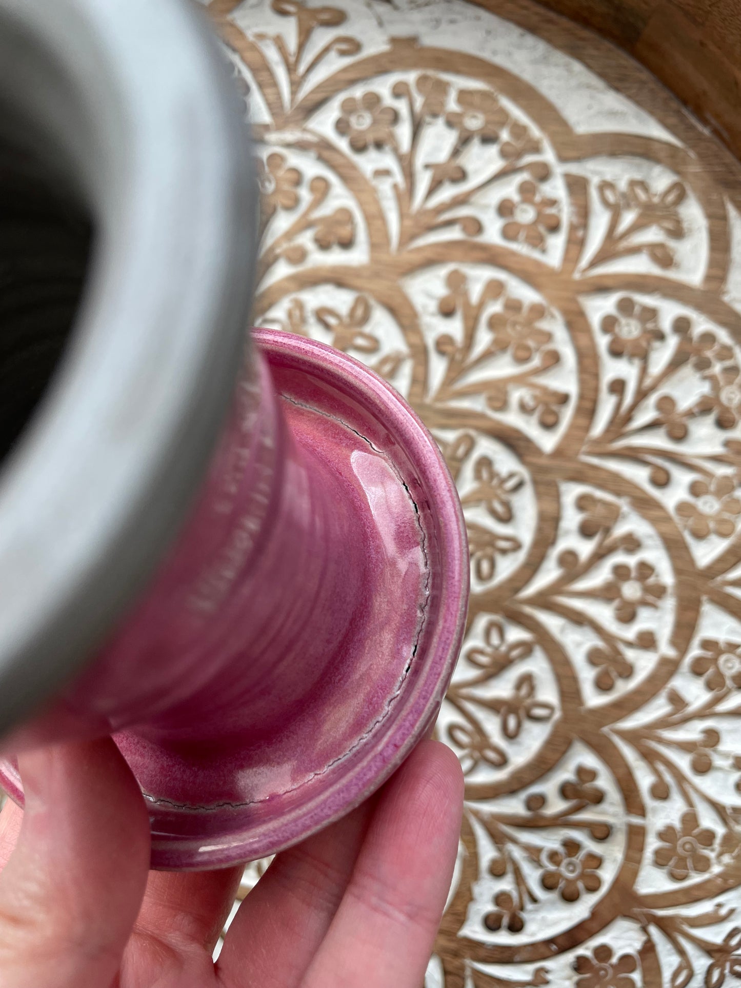 Handcrafted Stoneware Cupcake Pedestal, Raspberry Pink *SECOND*