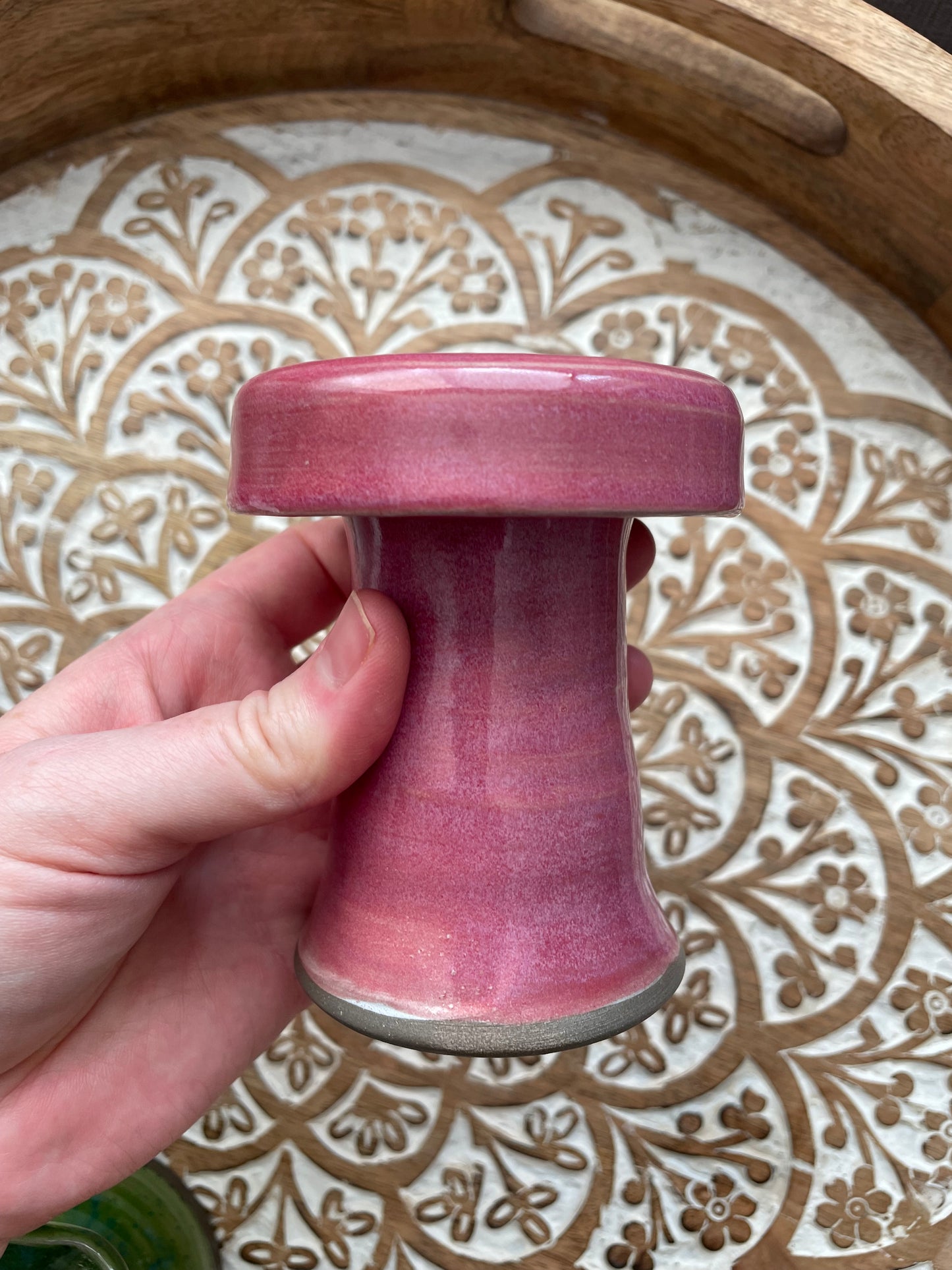 Handcrafted Stoneware Cupcake Pedestal, Raspberry Pink *SECOND*