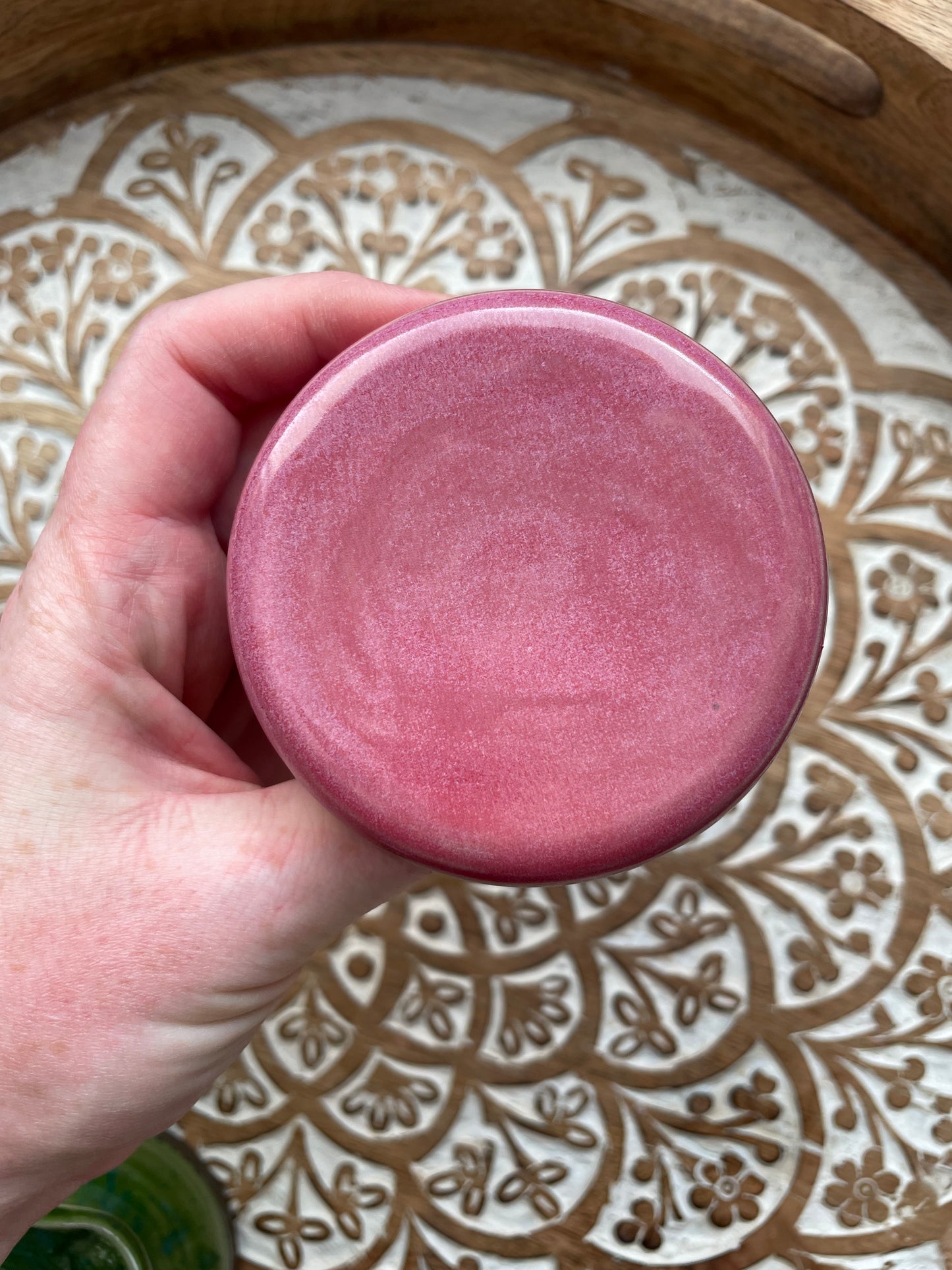 Handcrafted Stoneware Cupcake Pedestal, Raspberry Pink *SECOND*