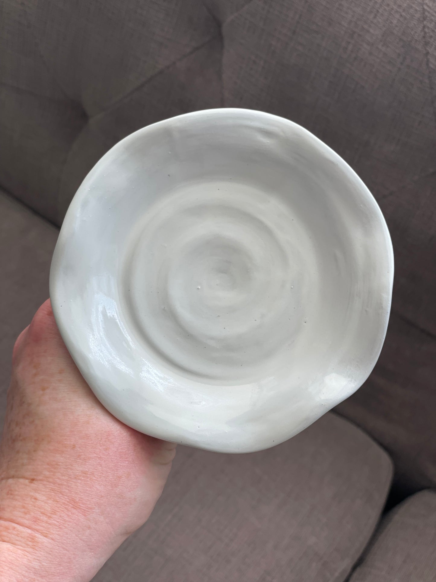 Handcrafted Stoneware Cupcake Pedestal, White Gloss *SECOND*