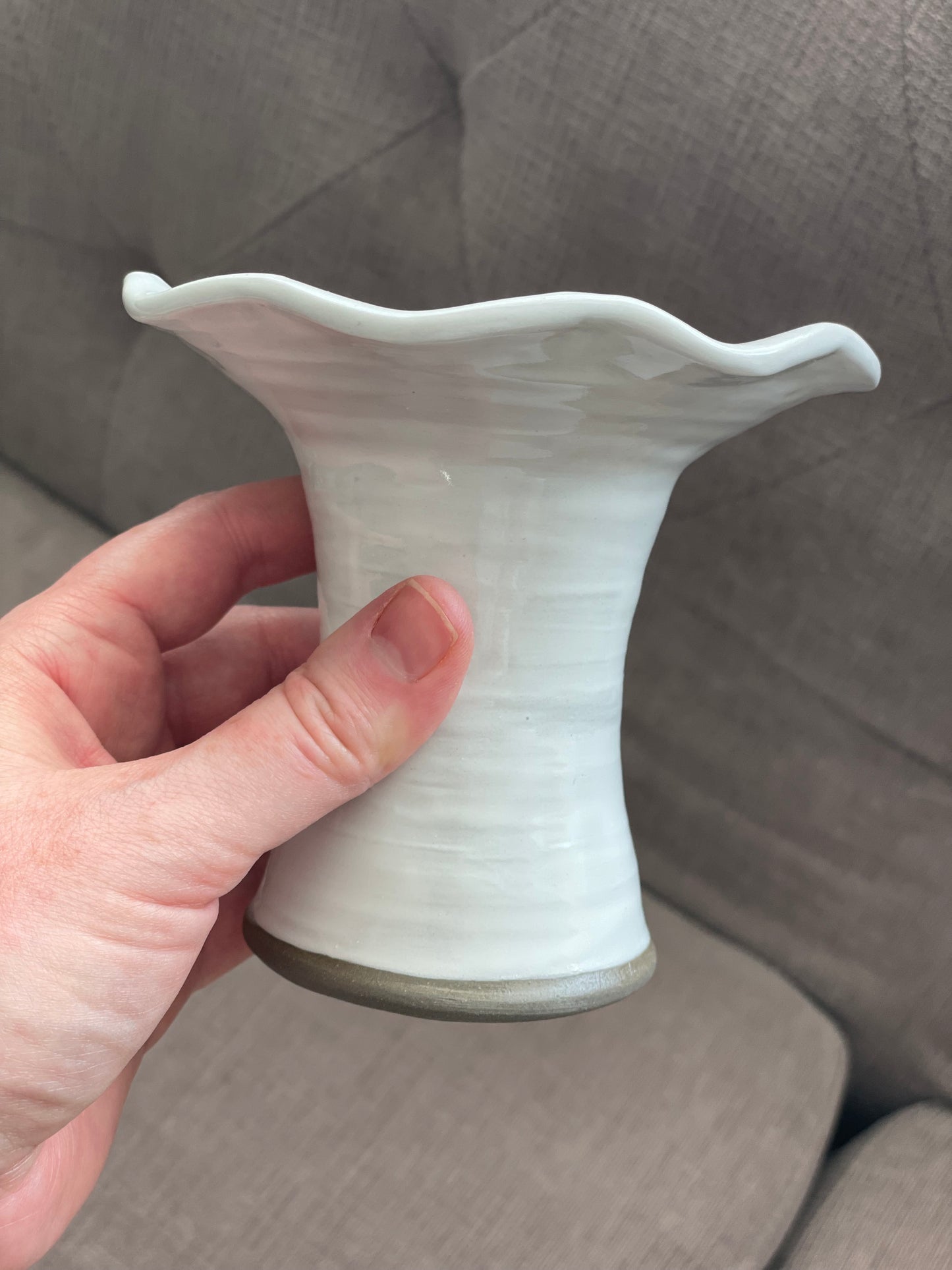 Handcrafted Stoneware Cupcake Pedestal, White Gloss *SECOND*