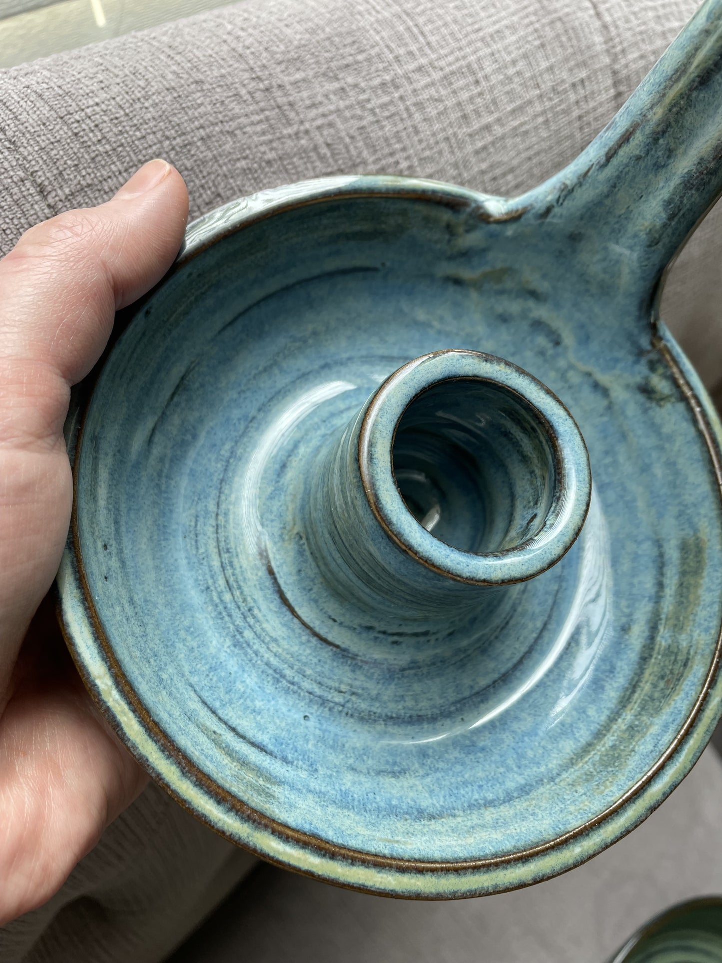 Handcrafted Blue Pottery Candlestick Holder - Ceramic Home Decor - Holder only, no candlesticks included