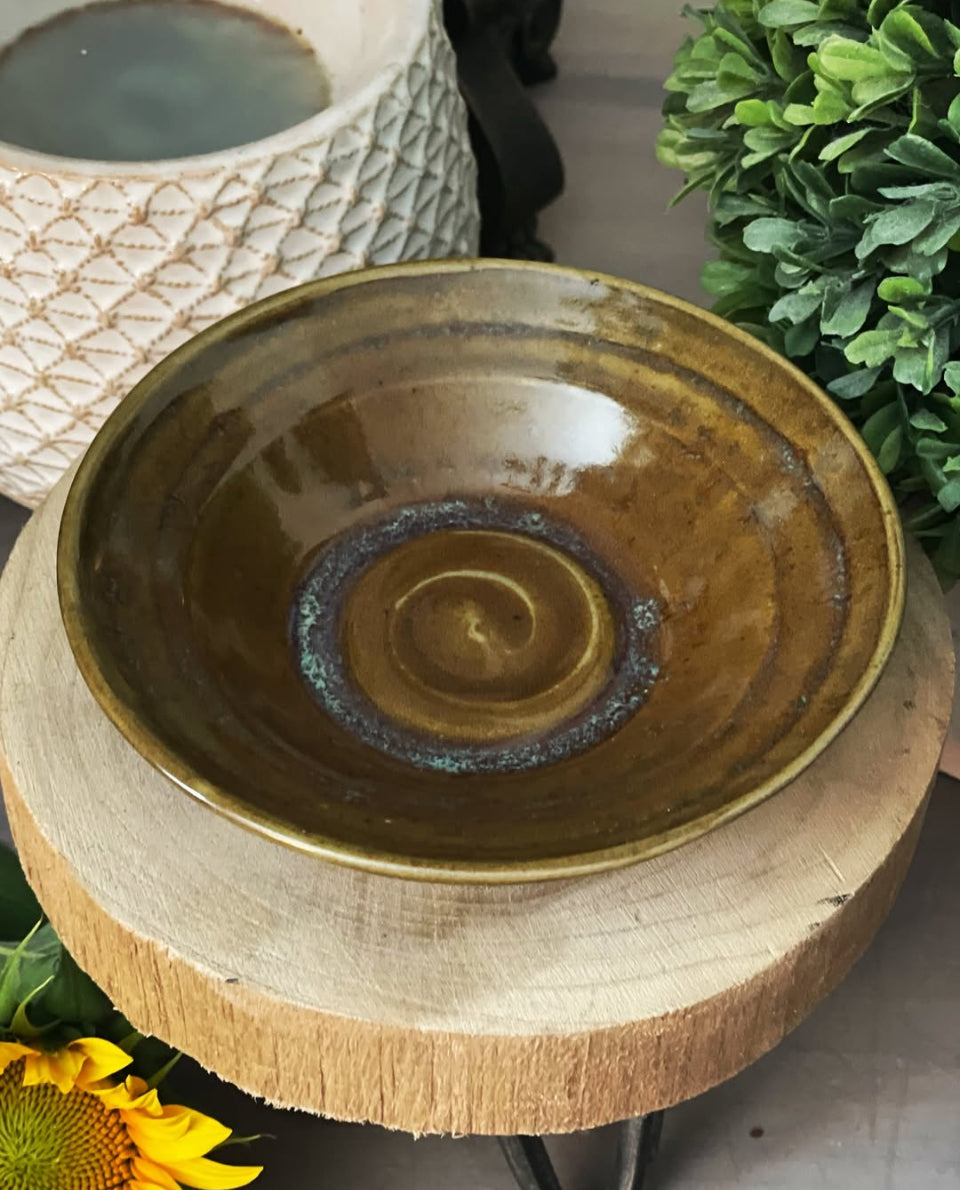 Wheel-thrown ceramic bowl in earthy brown glaze
