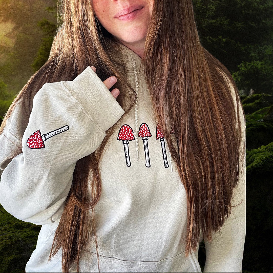 Mystical Mushroom Sweatshirt – Embroidered Cozywear for Plant Girls & Moon Witches
