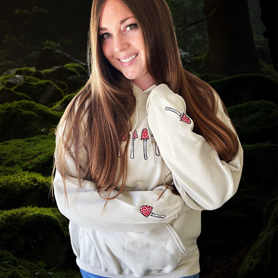 Mystical Mushroom Sweatshirt – Embroidered Cozywear for Plant Girls & Moon Witches