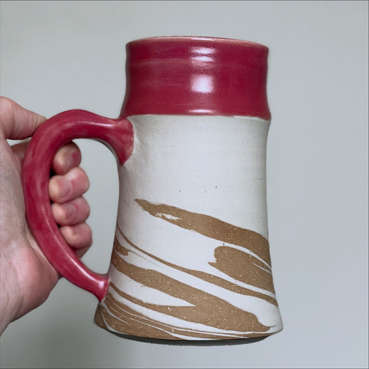 X-Large Neriage Mug – Handmade Pink Raspberry Stoneware Cottagecore Cup