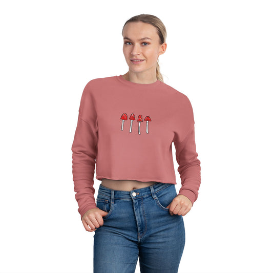 Red Mushroom Crop Top Sweatshirt