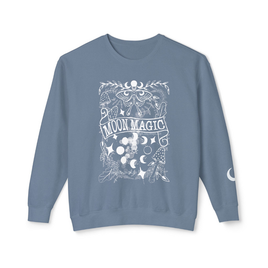 Moon Magic with Moon Sleeve - Lightweight Crewneck Sweatshirt (Comfort Colors brand)