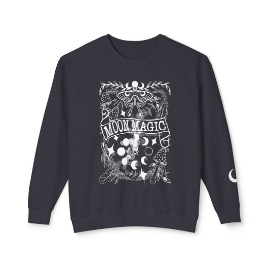 Moon Magic with Moon Sleeve - Lightweight Crewneck Sweatshirt (Comfort Colors brand)