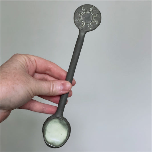 Yellow Sun Spoon, Cottagecore Home Decor, Ceramic, Handmade Stoneware