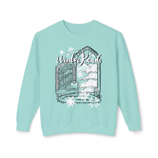 Winter Reads Forest Library - Lightweight Crewneck Sweatshirt (Comfort Colors brand)