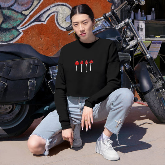 Red Mushroom Crop Top Sweatshirt