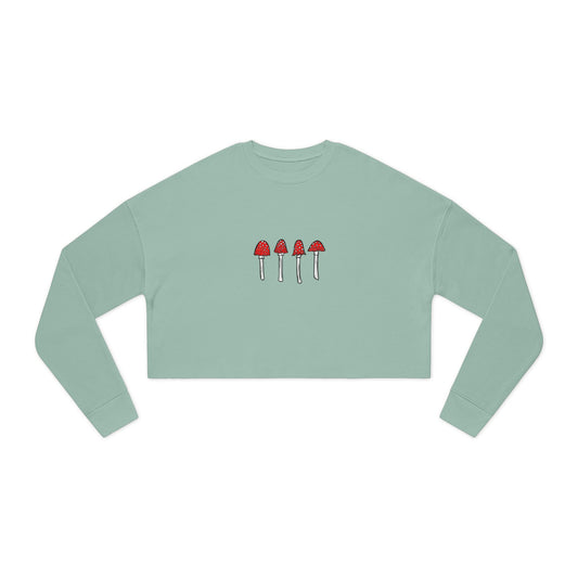 Red Mushroom Crop Top Sweatshirt