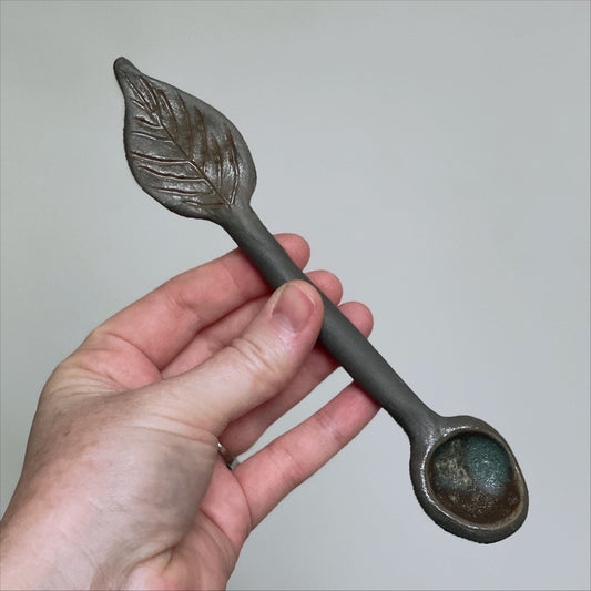 Green Leaf Spoon, Cottagecore Home Decor, Ceramic, Handmade Stoneware (Copy) (Copy)
