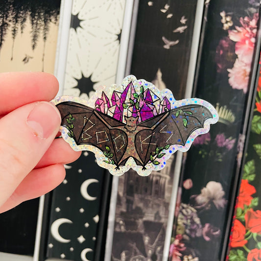Glitter Book Bat Sticker