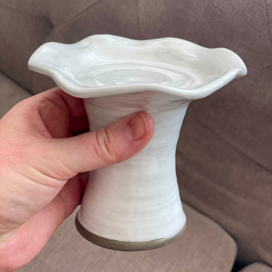 Handcrafted Stoneware Cupcake Pedestal, White Gloss *SECOND*