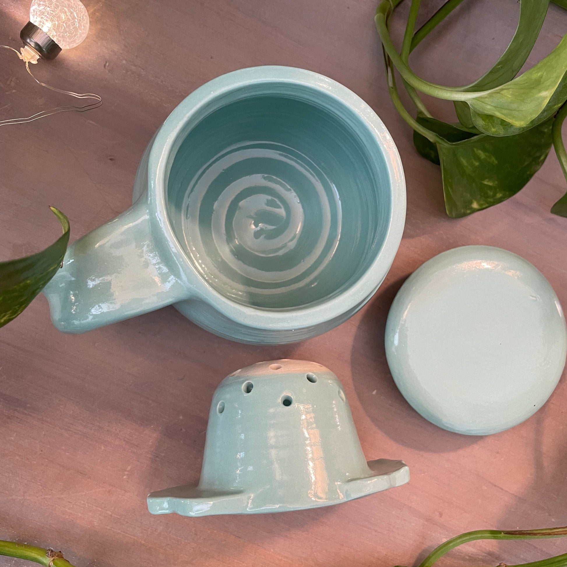 handmade aqua teacup set