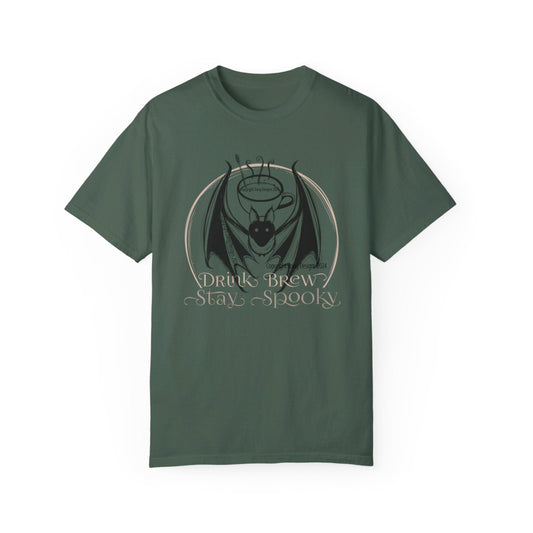 DRINK BREW, Stay Spooky Bat Tee Shirt (Comfort Colors brand)