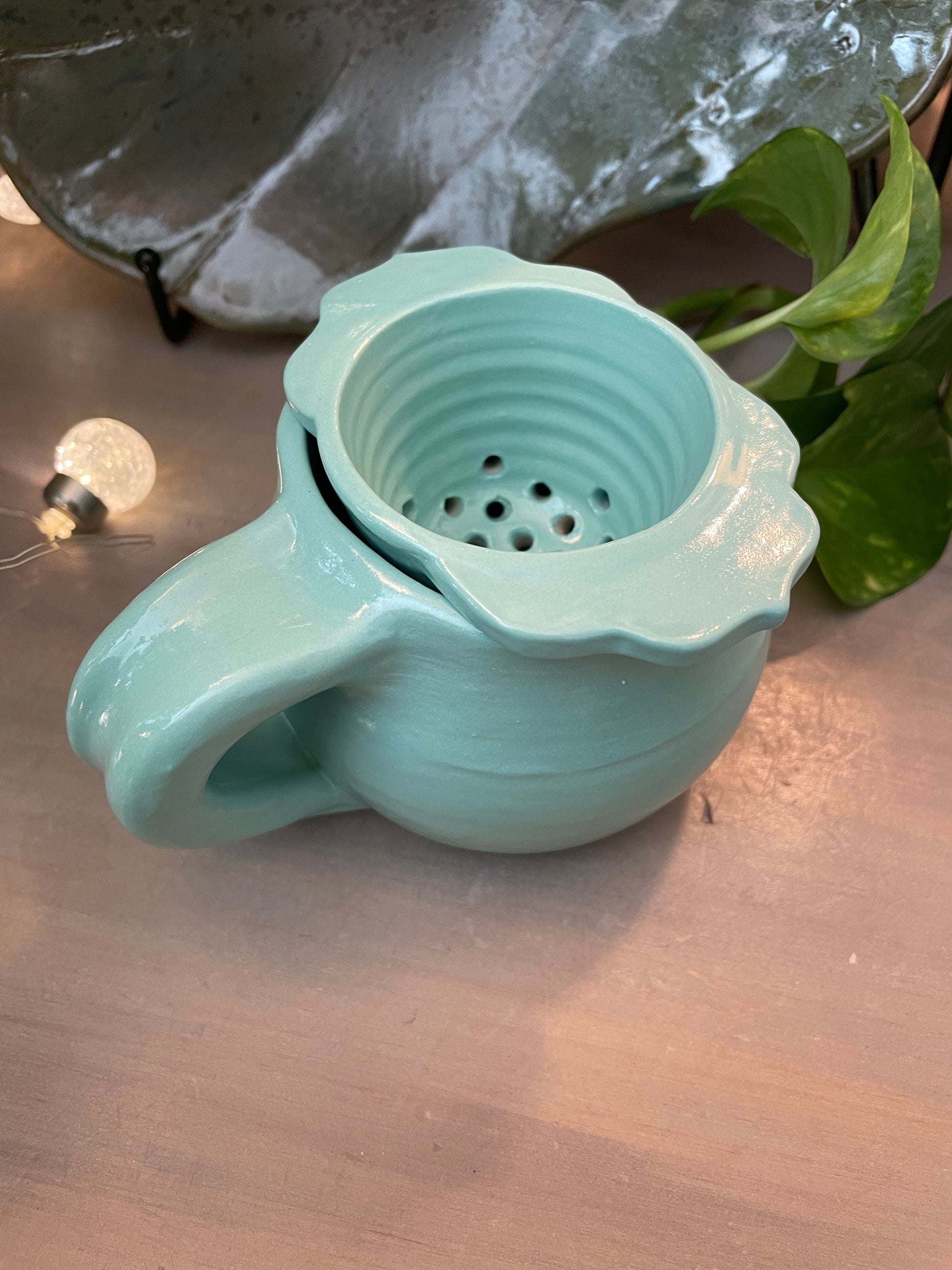 handcrafted tea strainer mug for looseleaf tea